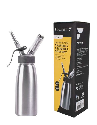 Garrafa para Chantilly em Inox 500ml Flav... Garrafa para Chantilly em Inox 500ml Flav...