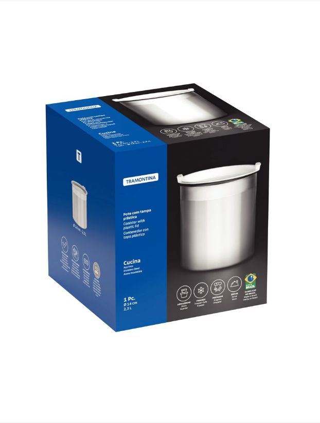 Pote Molheira Inox com Tampa Plástica 14c... Pote Molheira Inox com Tampa Plástica 14c...