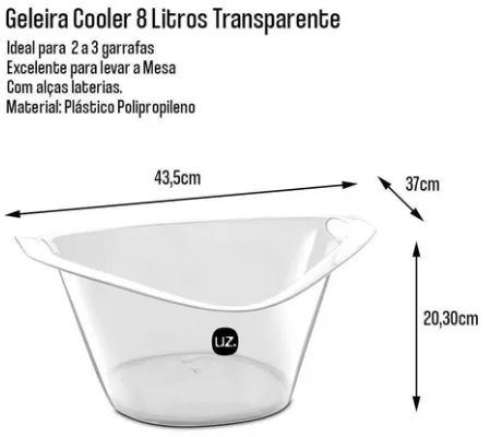 Balde de Gelo Acrílico Incolor 8 Litros U... Balde de Gelo Acrílico Incolor 8 Litros U...