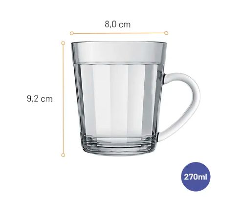 Caneca de Vidro Americano 270ml Caixa com...