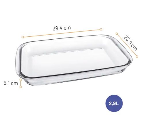 Assadeira Retangular Grande Vidro 39x24x5... Assadeira Retangular Grande Vidro 39x24x5...