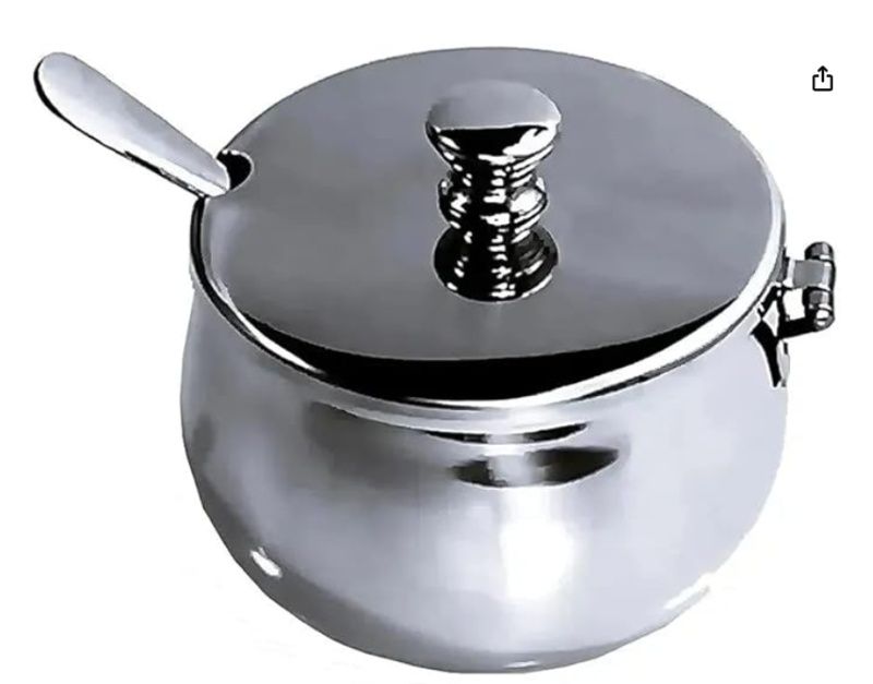Açucareiro Inox com Colher 260g Kehome Re... Açucareiro Inox com Colher 260g Kehome Re...