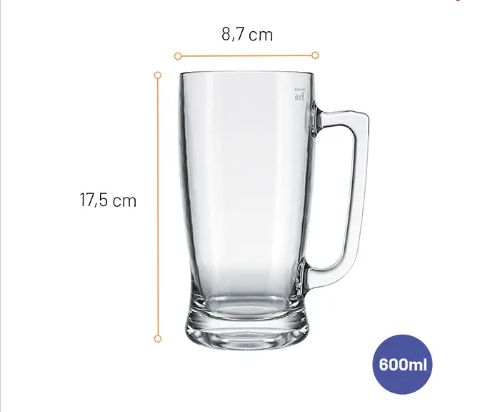 Caneca Vidro Taberna Chopp 600ml Caixa co...