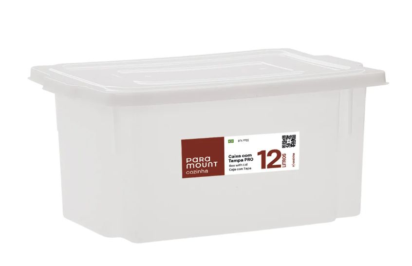 Caixa Plástica com Tampa 12 Litros Paramo...