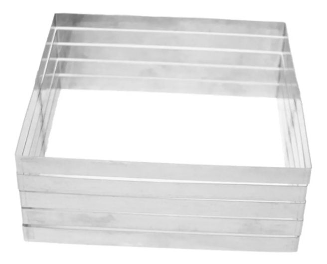 Aro Cortador Quadrado 4 Camadas Inox 30x8...