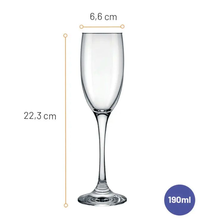 Taça Champanhe Barone Flute 190ml Caixa c... Taça Champanhe Barone Flute 190ml Caixa c...