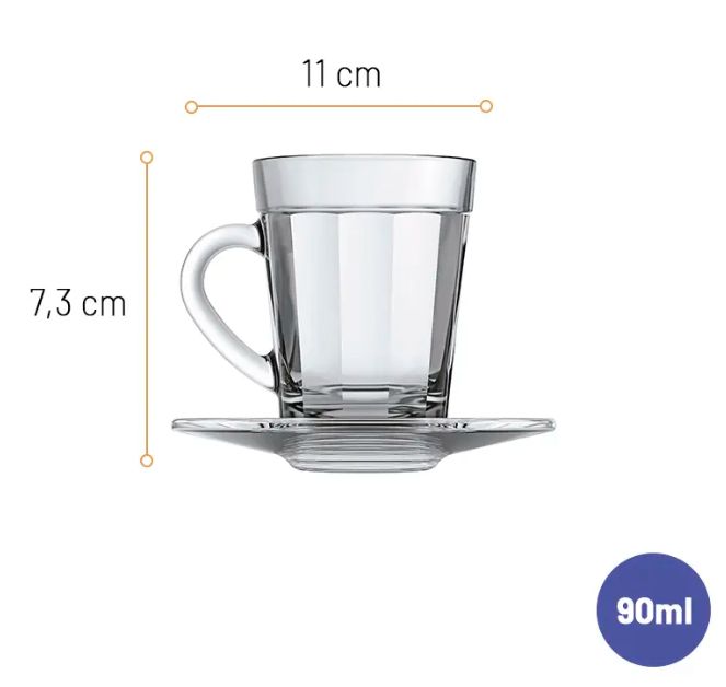Conjunto Xícara e Pires Café Americano 90... Conjunto Xícara e Pires Café Americano 90...