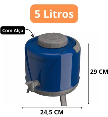 Botijão Térmico Arezzo 5 Litros Azul Unit... Botijão Térmico Arezzo 5 Litros Azul Unit...