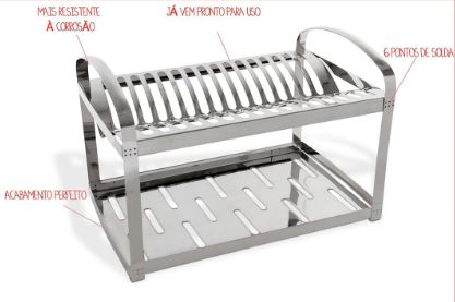 Escorredor de Pratos em Inox para 12 Unid... Escorredor de Pratos em Inox para 12 Unid...