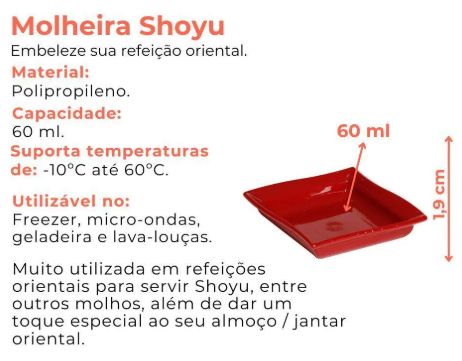Molheira para Shoyu Moove 60ml Vermelha V... Molheira para Shoyu Moove 60ml Vermelha V...