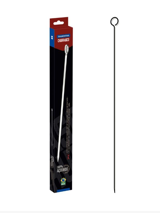 Espeto Brochete em Aço Inox 30cm Kit com ... Espeto Brochete em Aço Inox 30cm Kit com ...