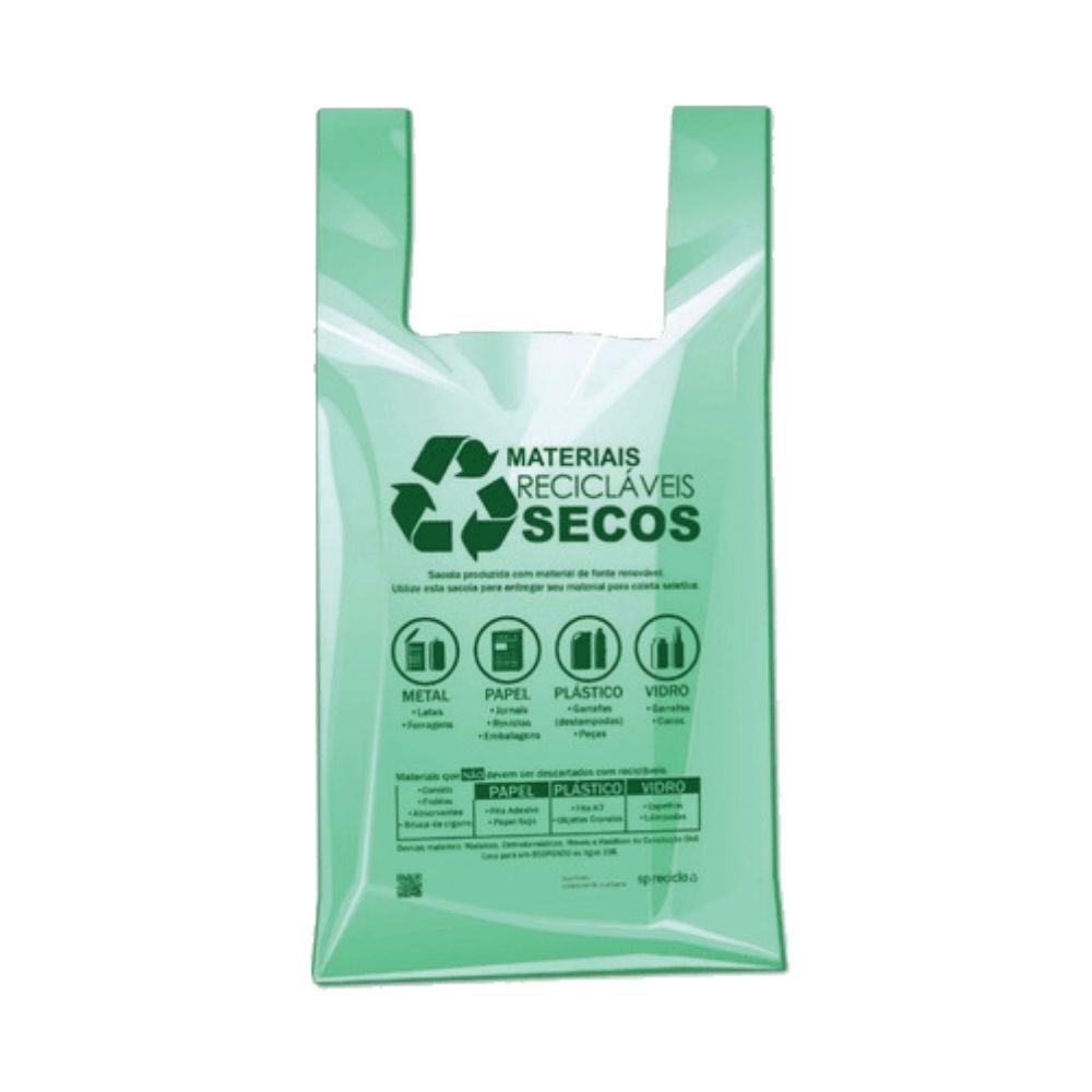 Sacola Verde Biodegradavel 38x50cm Pct 2Kg