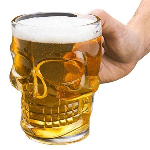 Caneca Chopp Caveira 540ml Vidro Yangzi R...