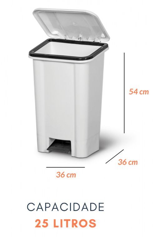 Lixeira Retangular Com Pedal 25 Litros Br... Lixeira Retangular Com Pedal 25 Litros Br...