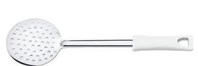 Espumadeira Inox Durafio 30cm Cabo Branco... Espumadeira Inox Durafio 30cm Cabo Branco...