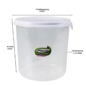 Pote Redondo 7,3 Litros 24x22cm Plasvale ... Pote Redondo 7,3 Litros 24x22cm Plasvale ...