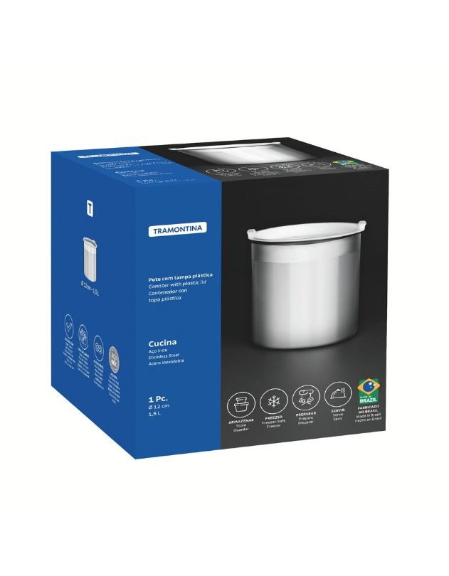Pote Molheira com Tampa Plástica Inox 1,5... Pote Molheira com Tampa Plástica Inox 1,5...
