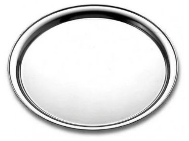 Bandeja Redonda Inox para Garçom 30cm Bri...