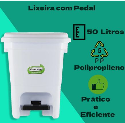 Lixeira Plástica Quadrada com Pedal 50 Li... Lixeira Plástica Quadrada com Pedal 50 Li...