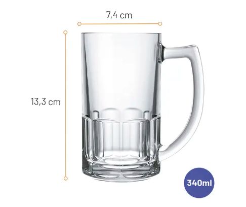 Caneca Chopp Bristol 340ml Caixa com 12 N... Caneca Chopp Bristol 340ml Caixa com 12 N...