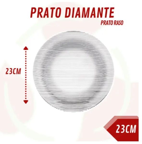 Prato Raso Diamante 23cm Caixa com 24 Nad... Prato Raso Diamante 23cm Caixa com 24 Nad...