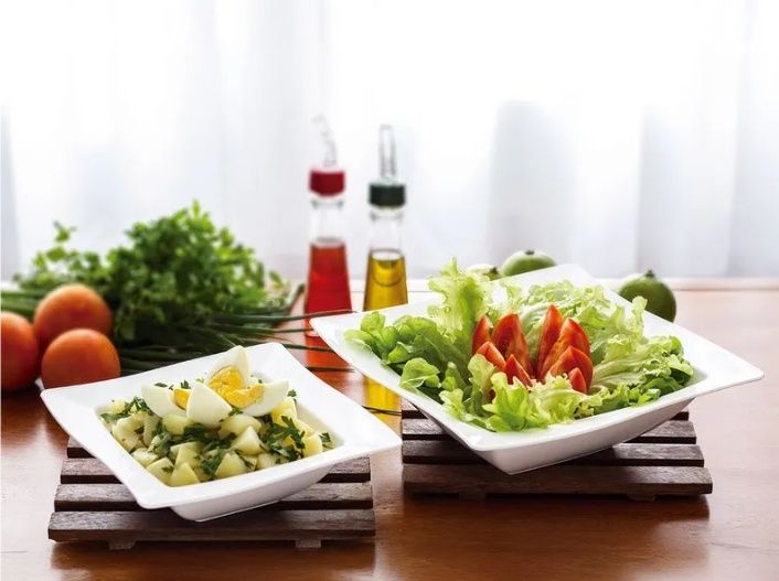 Saladeira Plástica Quadrada Branca 2 Litr... Saladeira Plástica Quadrada Branca 2 Litr...