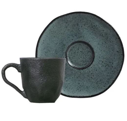 Xícara Café com Pires Petroleum 120ml Por... Xícara Café com Pires Petroleum 120ml Por...