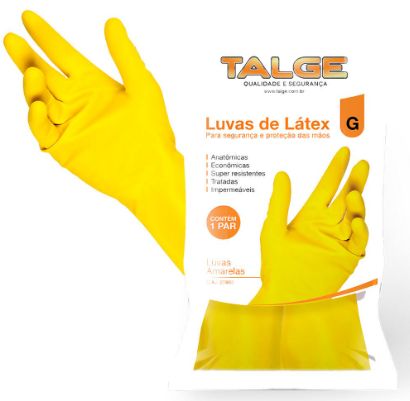 Luva de Látex Multiuso Amarela Tamanho G ... Luva de Látex Multiuso Amarela Tamanho G ...
