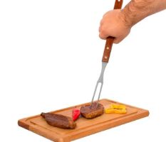 Garfo Assado Inox Cabo Madeira 63cm Di So...