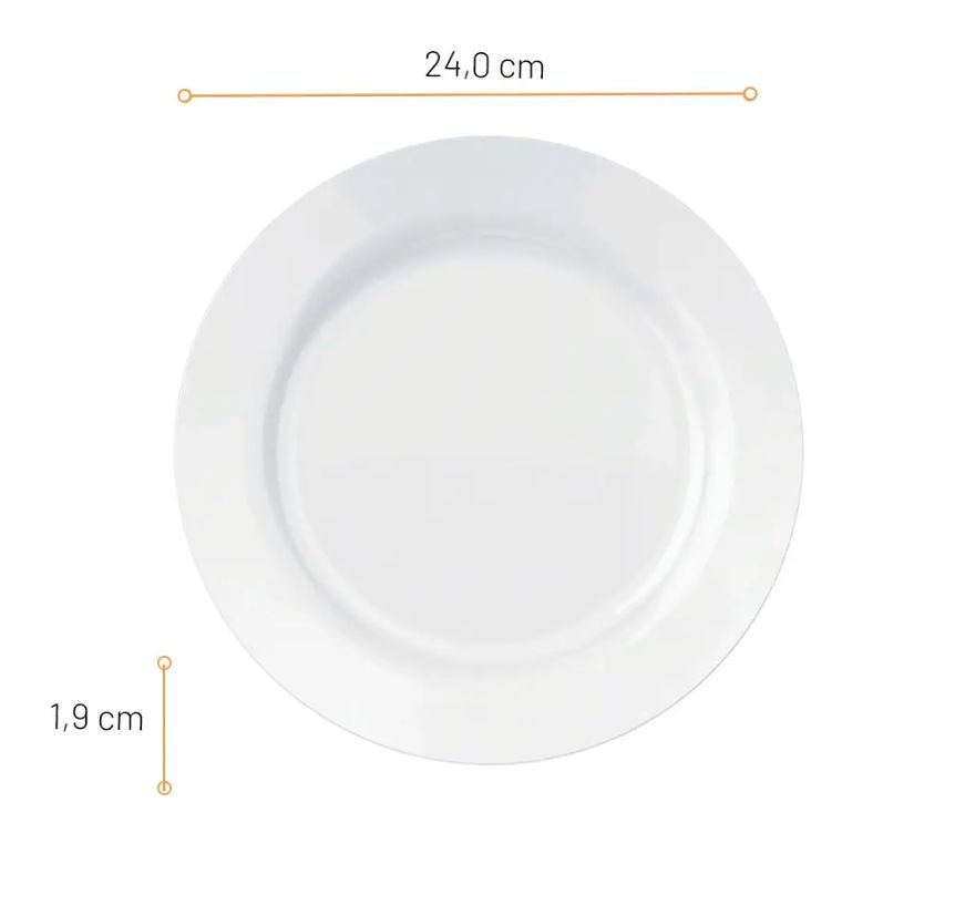 Prato Raso Vidro Menu 24cm Caixa com 24 U... Prato Raso Vidro Menu 24cm Caixa com 24 U...