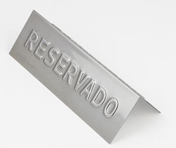 Placa Mesa Inox Reservado 15x5cm ALS_269